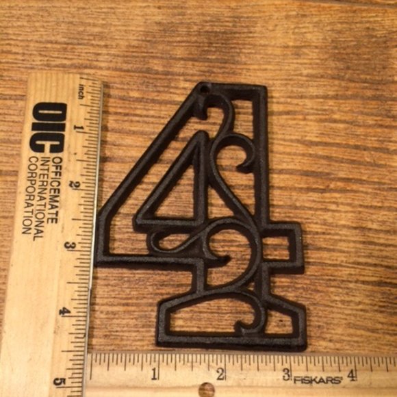 "0"(Zero) House Address Number Ornate Cast Iron Filigree 4 5/8" tall 0184-0558-0 - Picture 8 of 16